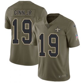 Wholesale Cheap Nike Saints #19 Ted Ginn Jr Olive Men\'s Stitched NFL Limited 2017 Salute To Service Jersey