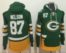 Wholesale Cheap Men\'s Green Bay Packers #87 Jordy Nelson NEW Green Pocket Stitched NFL Pullover Hoodie