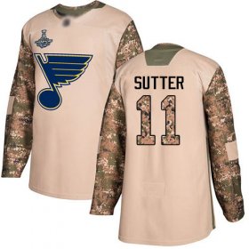 Wholesale Cheap Adidas Blues #11 Brian Sutter Camo Authentic 2017 Veterans Day Stanley Cup Champions Stitched NHL Jersey