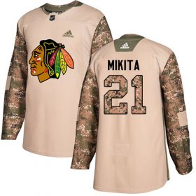 Wholesale Cheap Adidas Blackhawks #21 Stan Mikita Camo Authentic 2017 Veterans Day Stitched NHL Jersey