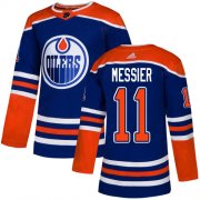 Wholesale Cheap Adidas Oilers #11 Mark Messier Royal Blue Alternate Authentic Stitched NHL Jersey