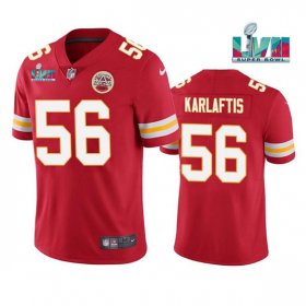 Wholesale Cheap Men\'s Kansas City Chiefs #56 George Karlaftis Red Super Bowl LVII Patch Vapor Untouchable Limited Stitched Jersey