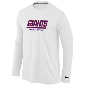 Wholesale Cheap Nike New York Giants Authentic Font Long Sleeve T-Shirt White
