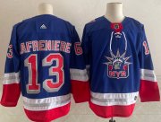 Wholesale Cheap Men's New York Rangers #13 Alexis Lafreniere Light Blue 2021 Retro Stitched NHL Jersey