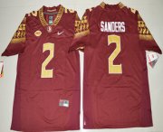 Wholesale Cheap Men's Florida State Seminoles #2 Deion Sanders Red Stitched College Football 2016 Nike NCAA Jersey