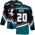Wholesale Cheap Adidas Ducks #20 Pontus Aberg Black/Teal Alternate Authentic Stitched NHL Jersey