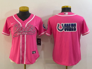 Wholesale Cheap Women's Indianapolis Colts Team Big Logo Pink With Patch Cool Base Stitched Baseball Jersey