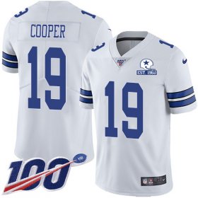 Wholesale Cheap Nike Cowboys #19 Amari Cooper White Men\'s Stitched With Established In 1960 Patch NFL 100th Season Vapor Untouchable Limited Jersey