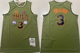 Cheap Men\'s Philadelphia 76ers #3 Allen Iverson Green 1997-98 Throwback Stitched basketball Jersey