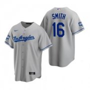 Wholesale Cheap Men's Los Angeles Dodgers #16 Will Smith Gray 2020 World Series Champions Road Replica Jersey