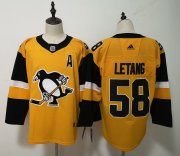 Wholesale Cheap Adidas Penguins #58 Kris Letang Gold Alternate Stitched NHL Jersey