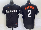 Wholesale Cheap Men's Baltimore Orioles #2 Gunnar Henderson Black 2023 City Connect Flex Base Stitched Jersey