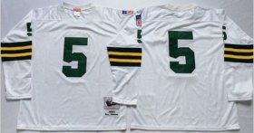 Wholesale Cheap Mitchell And Ness 1961 Packers #5 Paul Hornung White Throwback Stitched NFL Jersey