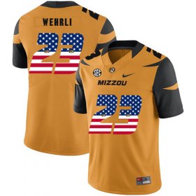 Wholesale Cheap Missouri Tigers 23 Roger Wehrli Gold USA Flag Nike College Football Jersey