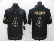 Wholesale Cheap Men's Dallas Cowboys #4 Dak Prescott Black 2020 Salute To Service Stitched NFL Nike Limited Jersey