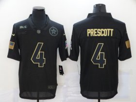 Wholesale Cheap Men\'s Dallas Cowboys #4 Dak Prescott Black 2020 Salute To Service Stitched NFL Nike Limited Jersey
