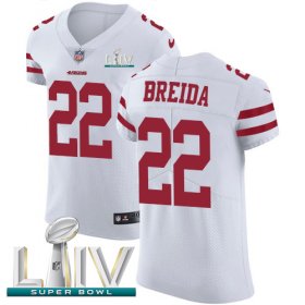 Wholesale Cheap Nike 49ers #22 Matt Breida White Super Bowl LIV 2020 Men\'s Stitched NFL Vapor Untouchable Elite Jersey