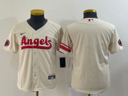 Wholesale Cheap Youth Los Angeles Angels Blank Cream 2022 City Connect Cool Base Stitched Jersey