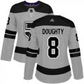 Wholesale Cheap Adidas Kings #8 Drew Doughty Gray Alternate Authentic Women's Stitched NHL Jersey