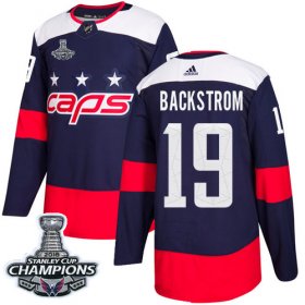 Wholesale Cheap Adidas Capitals #19 Nicklas Backstrom Navy Authentic 2018 Stadium Series Stanley Cup Final Champions Stitched Youth NHL Jersey