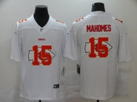 Wholesale Cheap Men\'s Kansas City Chiefs #15 Patrick Mahomes White 2020 Shadow Logo Vapor Untouchable Stitched NFL Nike Limited Jersey