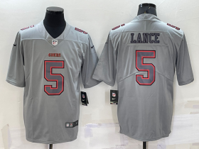 Wholesale Men\'s San Francisco 49ers #5 Trey Lance Grey Atmosphere Fashion Vapor Untouchable Stitched Limited Jersey