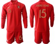 Wholesale Cheap Men 2021 European Cup Portugal home red Long sleeve 15 Soccer Jersey