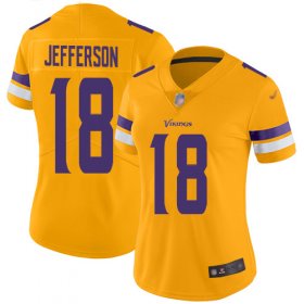Wholesale Cheap Nike Vikings #18 Justin Jefferson Gold Women\'s Stitched NFL Limited Inverted Legend Jersey