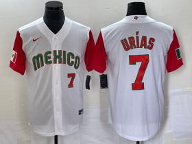 Wholesale Cheap Men\'s Mexico Baseball #7 Julio Urias Number 2023 White Red World Classic Stitched Jersey 19