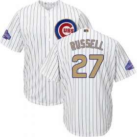 Wholesale Cheap Cubs #27 Addison Russell White(Blue Strip) 2017 Gold Program Cool Base Stitched Youth MLB Jersey