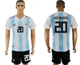 Wholesale Cheap Argentina #20 Kun Aguero Home Soccer Country Jersey