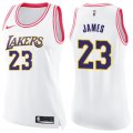 Wholesale Cheap Women's Nike Los Angeles Lakers #23 LeBron James White Pink NBA Swingman Fashion Jersey