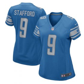 Wholesale Cheap Nike Lions #9 Matthew Stafford Light Blue Team Color Women\'s Stitched NFL Elite Jersey
