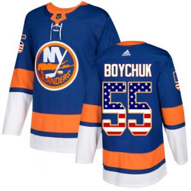 Wholesale Cheap Adidas Islanders #55 Johnny Boychuk Royal Blue Home Authentic USA Flag Stitched Youth NHL Jersey