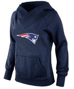 Wholesale Cheap Women\'s New England Patriots Logo Pullover Hoodie Navy Blue