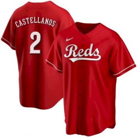 Wholesale Cheap Men\'s Cincinnati Reds #2 Nick Castellanos Red 2021 Replica Alternate Jersey