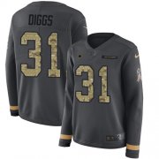 Wholesale Cheap Nike Cowboys #31 Trevon Diggs Anthracite Salute to Service Women's Stitched NFL Limited Therma Long Sleeve Jersey