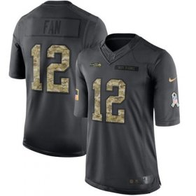 Wholesale Cheap Nike Seahawks #12 Fan Black Men\'s Stitched NFL Limited 2016 Salute to Service Jersey