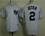 Wholesale Cheap Yankees #2 Derek Jeter White Name On Back Stitched MLB Jersey