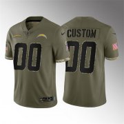 Wholesale Cheap Men's Los Angeles Chargers ACTIVE PLAYER Custom 2022 Olive Salute To Service Limited Stitched Jersey