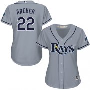 Wholesale Cheap Rays #22 Chris Archer Grey Road Women's Stitched MLB Jersey