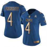 Wholesale Cheap Nike Cowboys #4 Dak Prescott Navy Women's Stitched NFL Limited Gold NFC 2017 Pro Bowl Jersey
