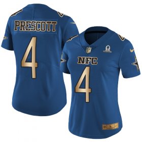 Wholesale Cheap Nike Cowboys #4 Dak Prescott Navy Women\'s Stitched NFL Limited Gold NFC 2017 Pro Bowl Jersey