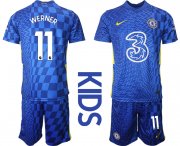 Wholesale Cheap Youth 2021-2022 Club Chelsea FC home blue 11 Nike Soccer Jerseys 1