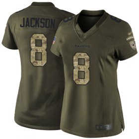 Wholesale Cheap Nike Ravens #8 Lamar Jackson Green Women\'s Stitched NFL Limited 2015 Salute to Service Jersey