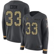 Wholesale Cheap Nike Vikings #33 Dalvin Cook Anthracite Salute to Service Women's Stitched NFL Limited Therma Long Sleeve Jersey