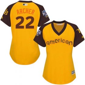 Wholesale Cheap Rays #22 Chris Archer Gold 2016 All-Star American League Women\'s Stitched MLB Jersey