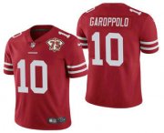 Wholesale Cheap Men's San Francisco 49ers #10 Jimmy Garoppolo Red 75th Anniversary Patch 2021 Vapor Untouchable Stitched Nike Limited Jersey