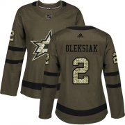 Cheap Adidas Stars #2 Jamie Oleksiak Green Salute to Service Women's Stitched NHL Jersey