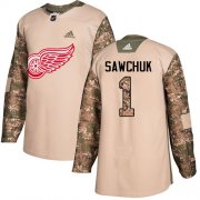 Wholesale Cheap Adidas Red Wings #1 Terry Sawchuk Camo Authentic 2017 Veterans Day Stitched NHL Jersey